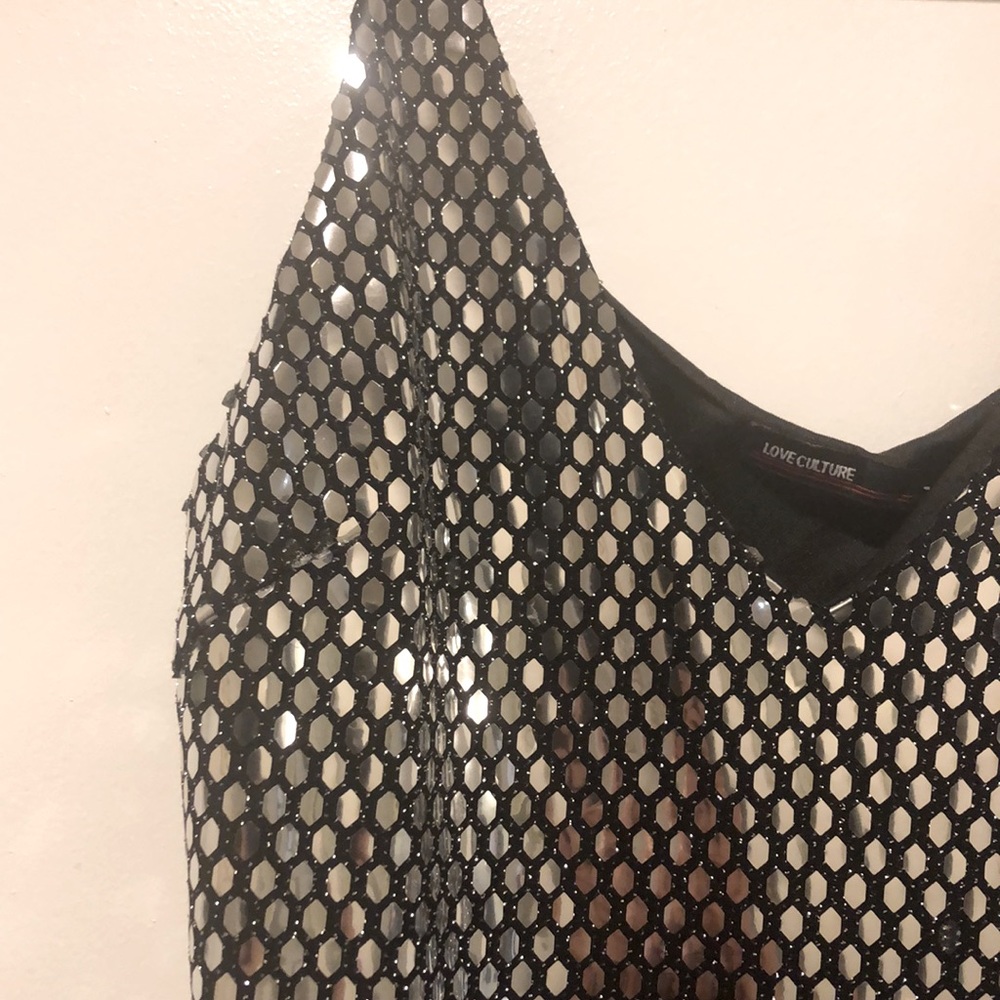 Silver Sequin Spaghetti Strap Dress